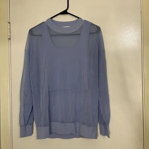 MNG mango blue sheer knit sweater with tank size small